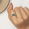 BSR461-6 S925 Sterling Silver White Gold Plated Light Luxury Green Diamond Ring Hand Decoration