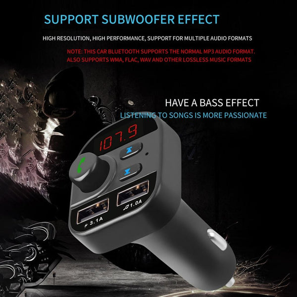 805E Dual USB Charging Bluetooth FM Transmitter MP3 Music Player Car Kit, Support Hands-Free Call  & Read TF Card / U Disk Music(Black)