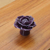 41mm Rose Shape Modern Literary Color Glazed Ceramic Cabinet Drawer Handle(Purple)