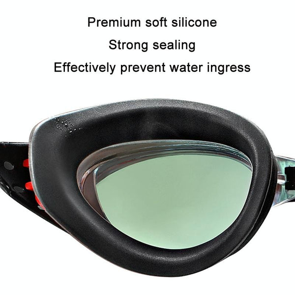 WAVE Electroplating HD Anti-fog Myopia Swimming Glasses, Color: Blue Red Optical