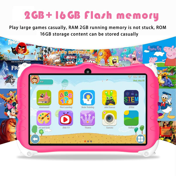 Penguin 7 inch WiFi Kids Tablet PC, 2GB+16GB, Android 7.0 MT6735 Octa Core CPU(Pink)
