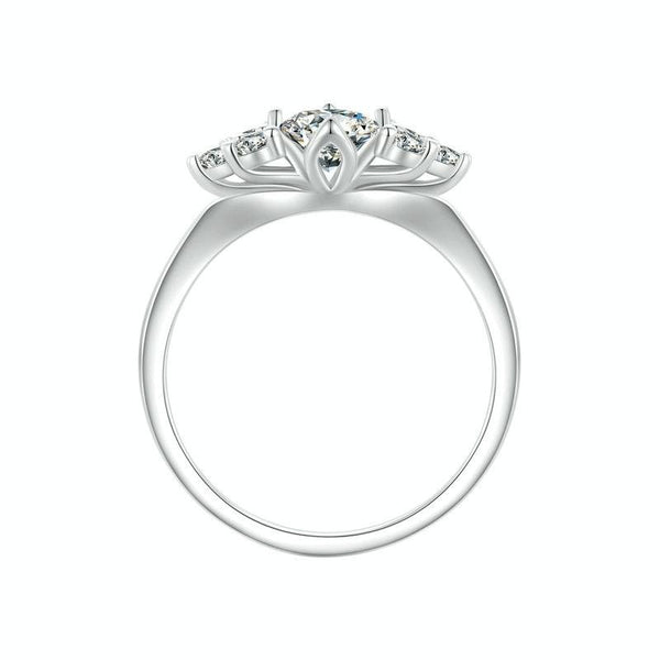 MSR016 Sterling Silver S925 Sparkling White Gold Plated Moissanite Heart Ring(No.6)