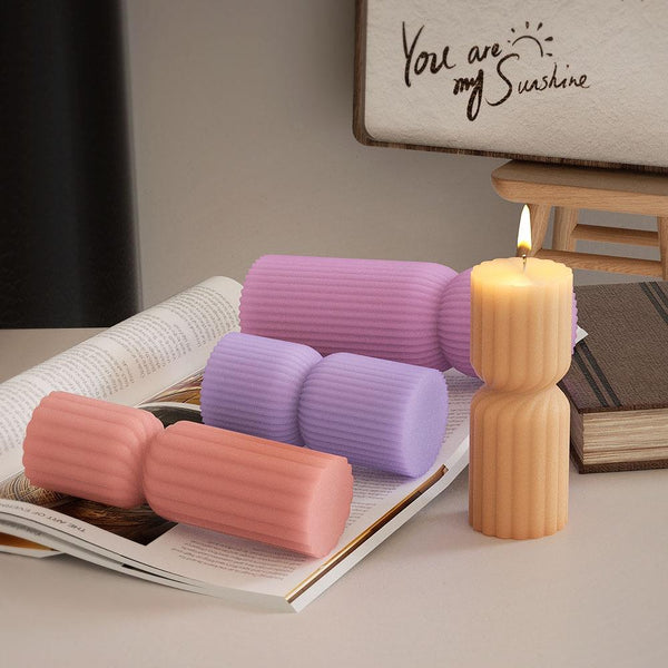 DIY Geometric Cylinder Vertical Stripe Candle Silicone Mold Resin Ornaments Mold, Spec: 001