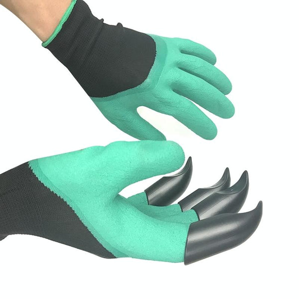 A Pair Latex Protective Insulated Gloves with Claws ABS Plastic Gloves for Digging and Planting, The Right One with Claws