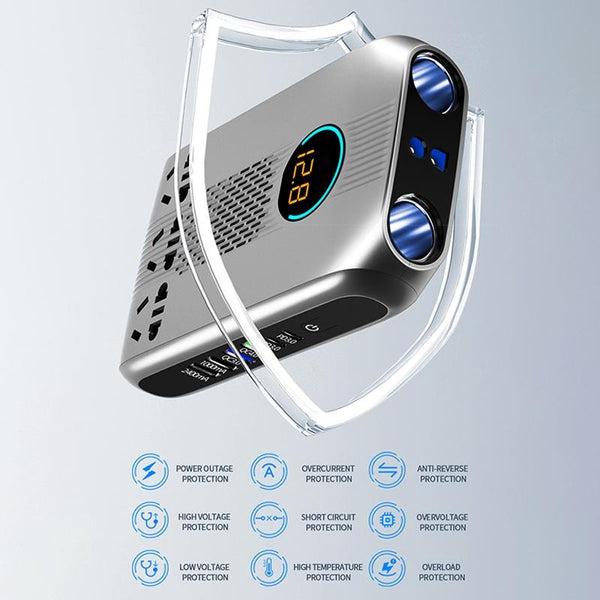 Ozio K30-S 12V 300W Smart Car LED Digital Display Power Inverter Converter, High-end Sedan Version(Silver)