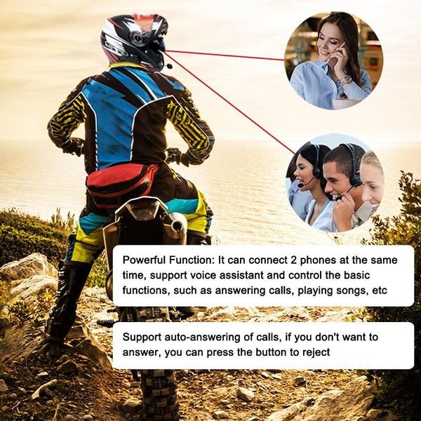 KUQIBAO Motorcycle Helmet Waterproof Bluetooth Headset With Screen(Soft Microphone)