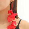 Long Exaggerated Fabric Art Handmade Petal Earrings, Color: E1908-28 Red