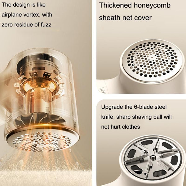 Joyroom JR-CY517 USB Clothes Pilling Trimmer Household Hair Remover, Style: With 2 Knife Head(Beige)