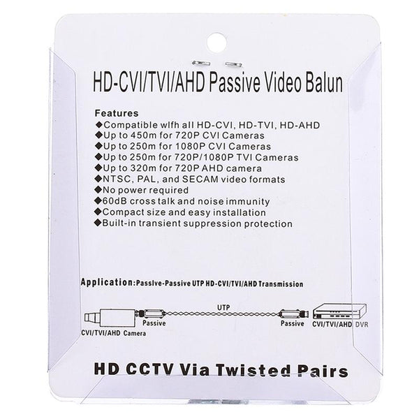 HD-CVI/TVI/AHD Video Balun 2 Pack - 1080p CCTV Balun