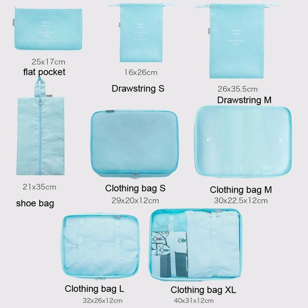 9 In 1 Toiletry Bag Travel Storage Bag Set Folding Storage Bag( Lake Blue)