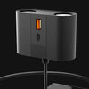 S-46 45W Rotating Dual Cigarette Lighter Extension Port Car Charger(Black)