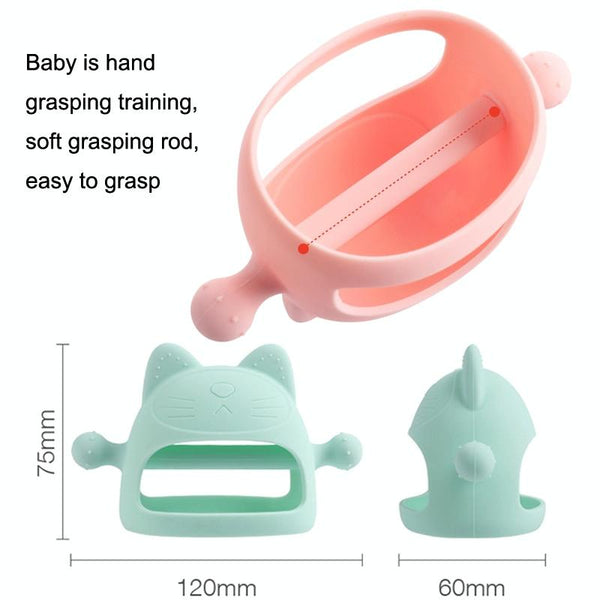 Baby Anti-eating Hand Cover Boiled Silicone Soothing Teeth Stick(Sky Blue)