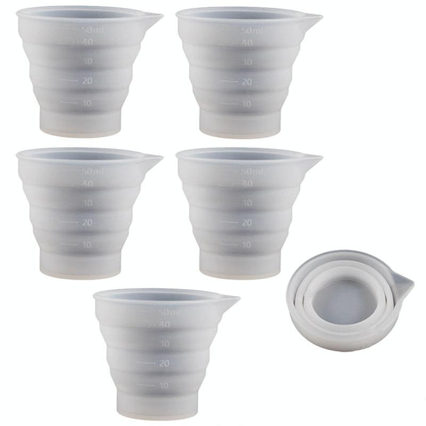 5pcs 50ml Folding DIY Epoxy Measuring Cup Silicone Mold Candle Plaster Glue Mixing Cup