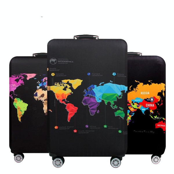 Travel Luggage Cover Suitcase Dustproof Scratch-proof Protection Elastic Sleeve, Size:M Size 22 to 24 inch(World Map)