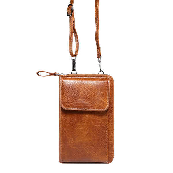 Elephant Pattern Multifunctional Cross Bag Phone Case(Brown)