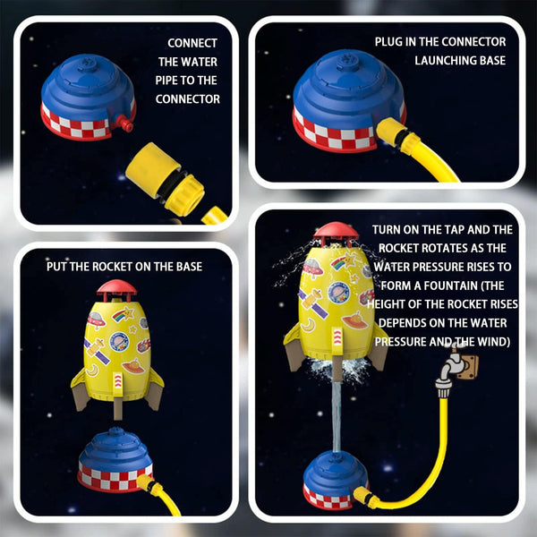 Rotating Sprinkler Flying Children Water Toys, Color: Yellow Rocket + 2 Joints + 3m Tube