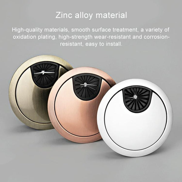 Desk Computer Desktop Zinc Alloy Round Threading Box Hole Cover, Hole Diameter: 80mm  (Bright Gold)