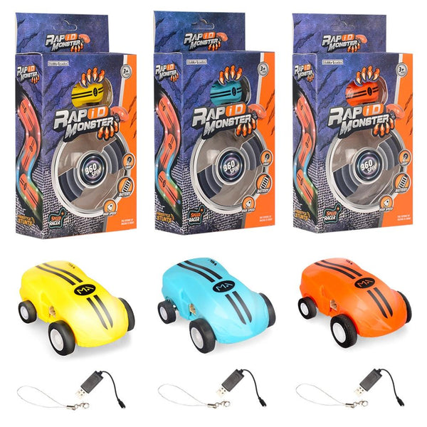 S618 360 Degree Rotary Mini High Speed Laser Pocket Car Racing Model Vehicle Toy(Yellow)