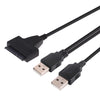 USB 2.0 to 7+15 Pin 22Pin SATA Data Cable Converter Adapter with Box Case for 2.5 / 3.5 Inch Hard Disk Drive HDD(Black)