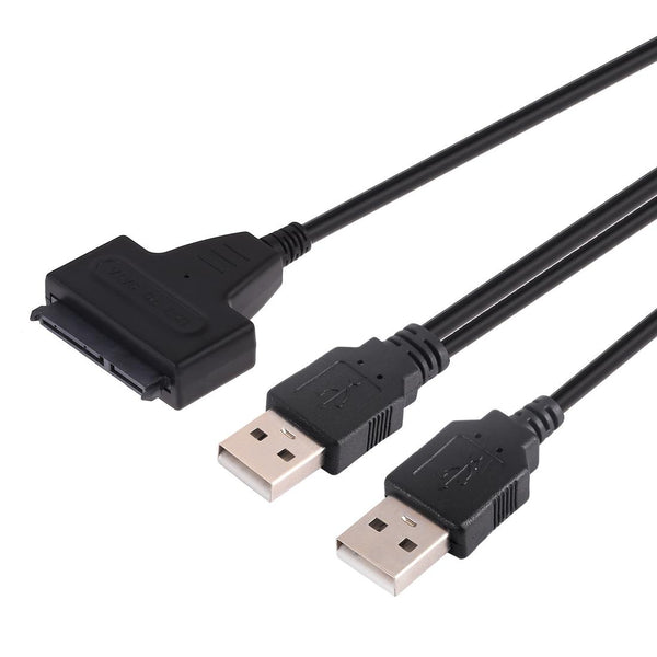 USB 2.0 to 7+15 Pin 22Pin SATA Data Cable Converter Adapter with Box Case for 2.5 / 3.5 Inch Hard Disk Drive HDD(Black)