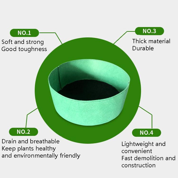 130x30cm 400L Felt Planting Barrel Indoor Outer Round Plant Bag Non-Woven Seedling Bag(Green)