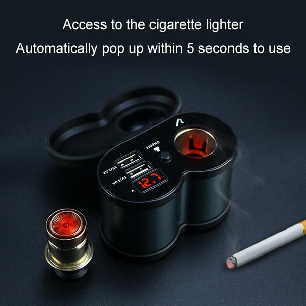 Portable Motorcycle Aluminum Alloy Dual USB Charger Cigarette Lighter (Cyan)