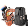 KUNQITIAN Mobile Phone Waist Bag Belt Leather Case With Shoulder Strap, Size: L(Brown Yellow)