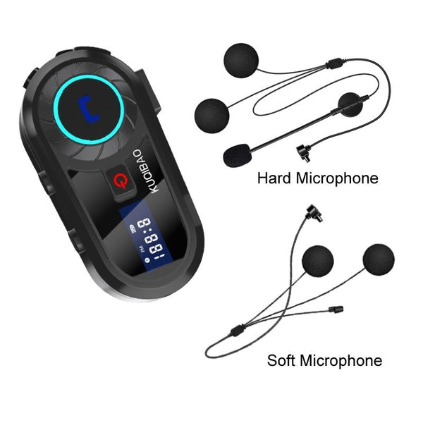 KUQIBAO Motorcycle Helmet Waterproof Bluetooth Headset With Screen(Soft Microphone)