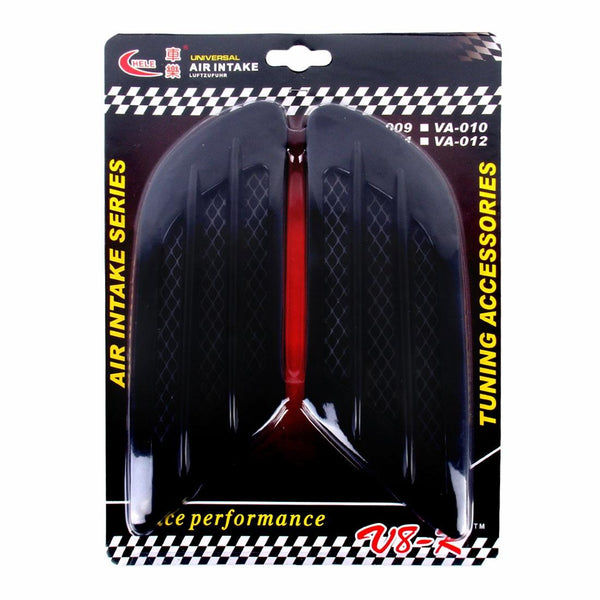 2 PCS Euro Style Plastic Decorative Air Flow Intake Turbo Bonnet Hood Side Vent Grille Cover With Self-adhesive Sticker(Black)
