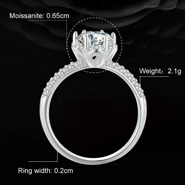 MSR017 Sterling Silver S925 White Gold Plated Moissanite Ring(No.8)