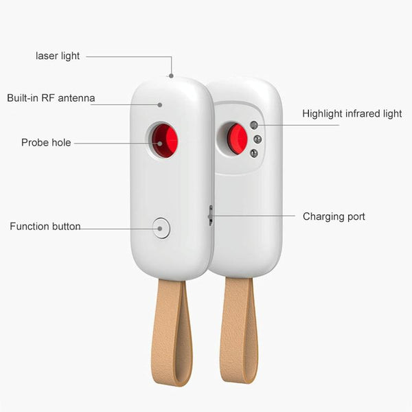 RF Detector & Camera Finder (White) - Anti Spy Bug Sweeper