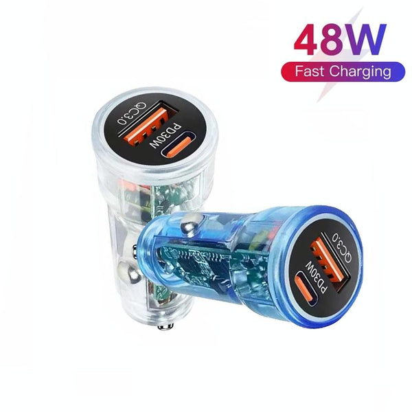 P35 48W PD30W+QC3.0 18W USB Transparent Car Quick Charge(Transparent)
