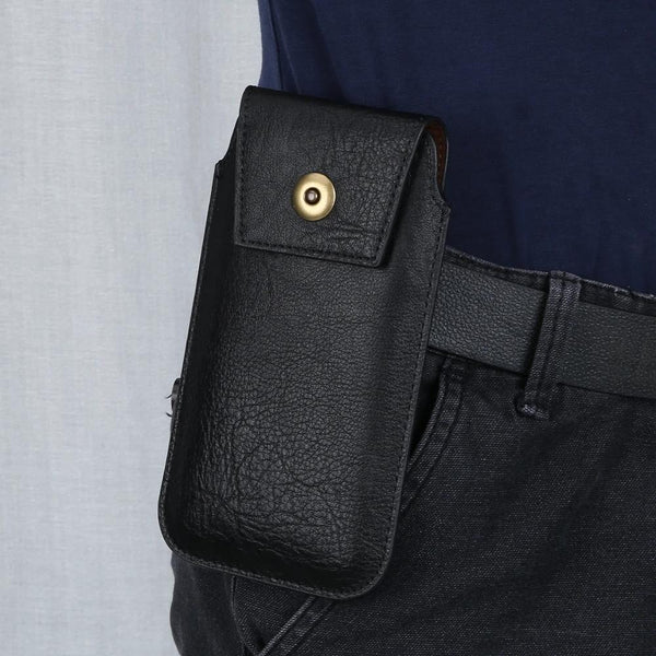 Mobile Phone Leather Waist Bag Holster Pouch XL 7.2 Inch Black