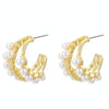 E2208-5 Three Circle C Shape Stud Earrings Jewelry