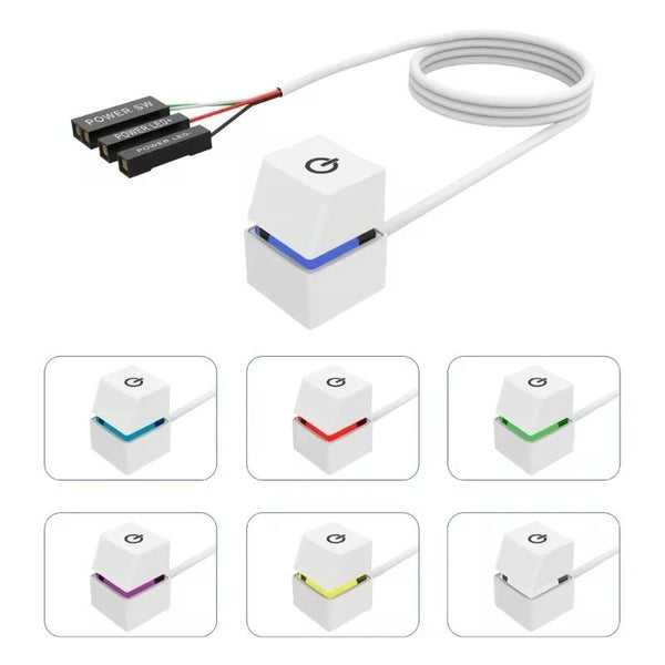 Desktop Computer Mobile Switch Computer Extension Cable Start Button, Color: White Case Colorful Light 4m Cable