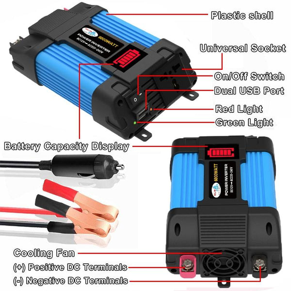 12V-110V 500W SOLIKE TECH Vehicle Inverter Sine Wave Convertor Auto Inverter