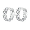 BSE764 Sterling Silver S925 Hollow Braided Rope Plated Platinum Earrings
