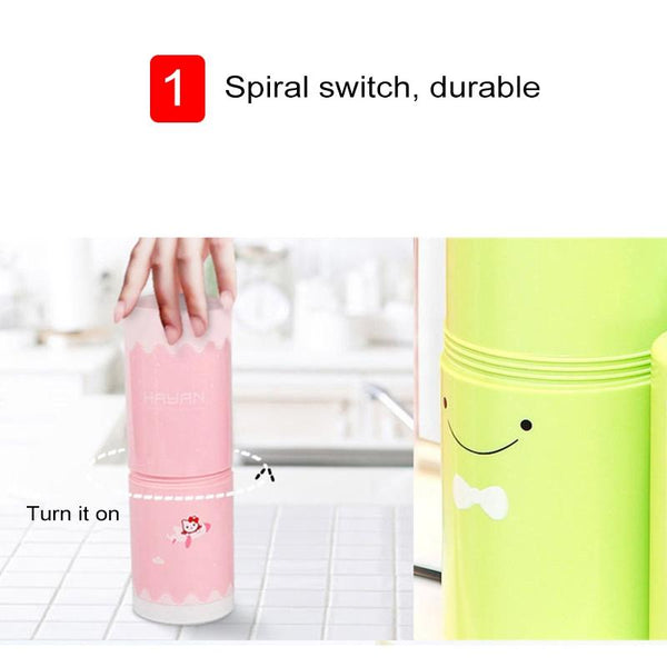 Creative 5 in 1 Portable Gargle Cup Shampoo Sub-Bottle Comb Make-up Mirror Travel Wash Kits, Standard Sets(Khaki)