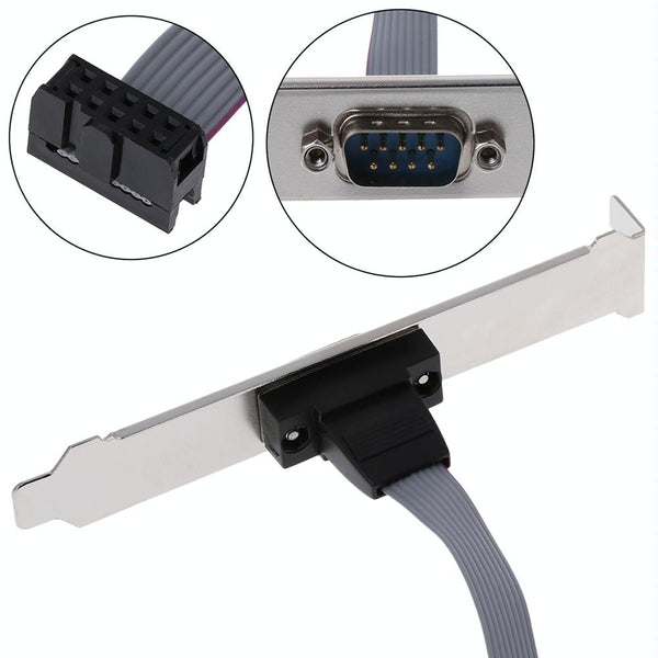 DB9 9pin Com Port host case Cable / RS232 port plate cable, Length: 36cm(Grey)