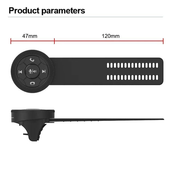 Universal Strap Shape Steering Wheel Remote Control Car Multimedia Wireless Button Remote Control (Black)