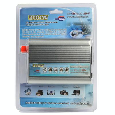 300W DC 12V to AC 220V Car Power Inverter with USB Port and Car Charger(Silver)