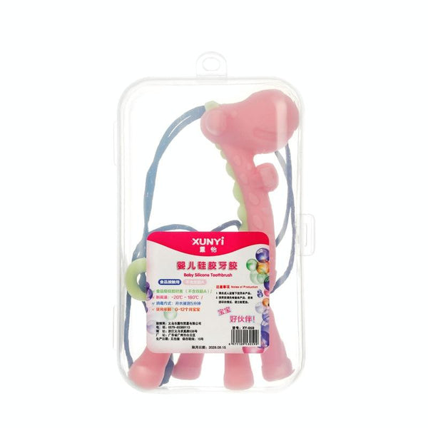 XUNYI Baby Giraffe Rattles Teether Kids Silicone Bite Toy, Spec: Rectangular Box Pink