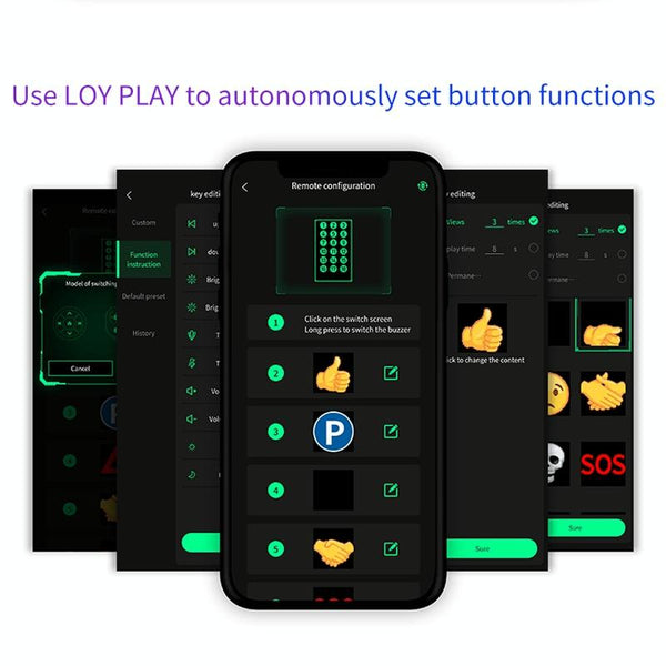 HI.GROOM Car LED Customized Pixel Emoji Lights Bluetooth Remote Control Interactive AI Screen, Style: No Remote Control