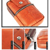 KUNQITIAN Mobile Phone Waist Bag Belt Leather Case With Shoulder Strap, Size: M(Red Brown)
