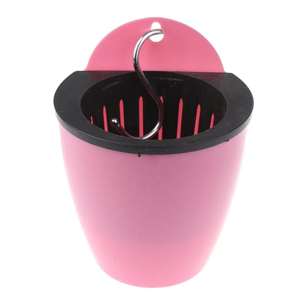 Self-Watering Planter Grow Plants Lazy Flower Pots Wall-hanging Round Resin Plastic Flower Pots, Size: 18x12.5x16cm(Pink)