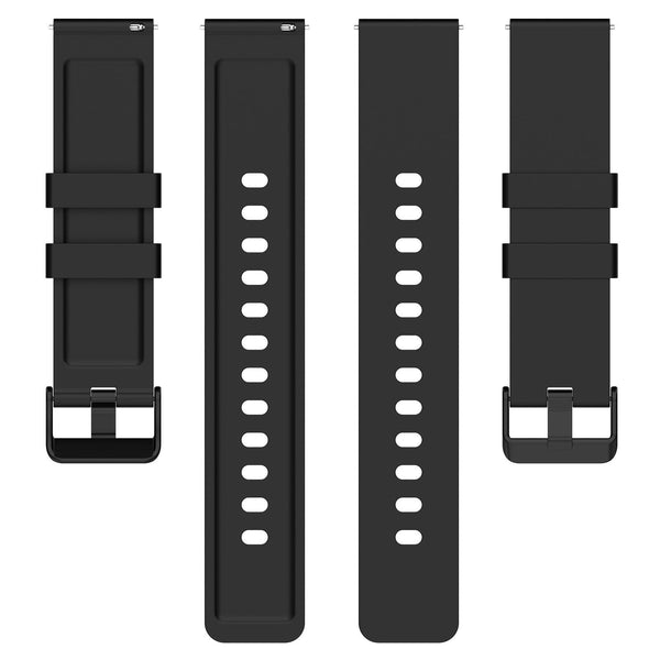 For Amazfit Bip 3 20mm Step Silicone Strap Stainless Steel Black Buckle(Black)