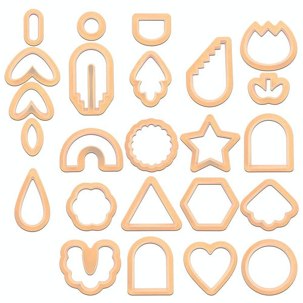 24 In 1 DIY Clay Earrings Molds DIY Handmade Clay Cutter Handmade Jewelry Molds(Beige Orange)