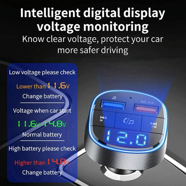 QC3.0 Fast Charge Car Bluetooth MP3 Player Car FM Transmitter(Black)