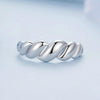BSR459-E S925 Sterling Silver White Gold Plated Wavy Open Adjustable Ring