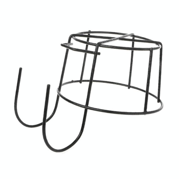 Balcony Fence Round Metal Flower Stand Wrought Iron Wall-mounted Flower Pot Stand, Size:XL(Black)